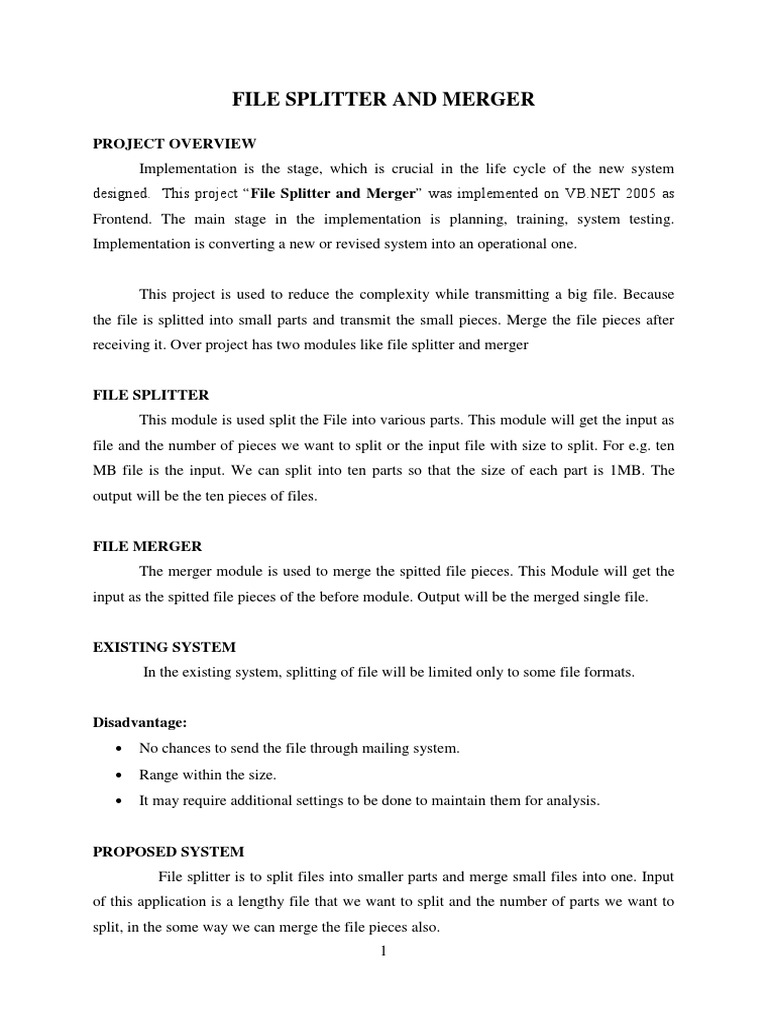 File Splitter and Merger PDF Operating System Office Equipment