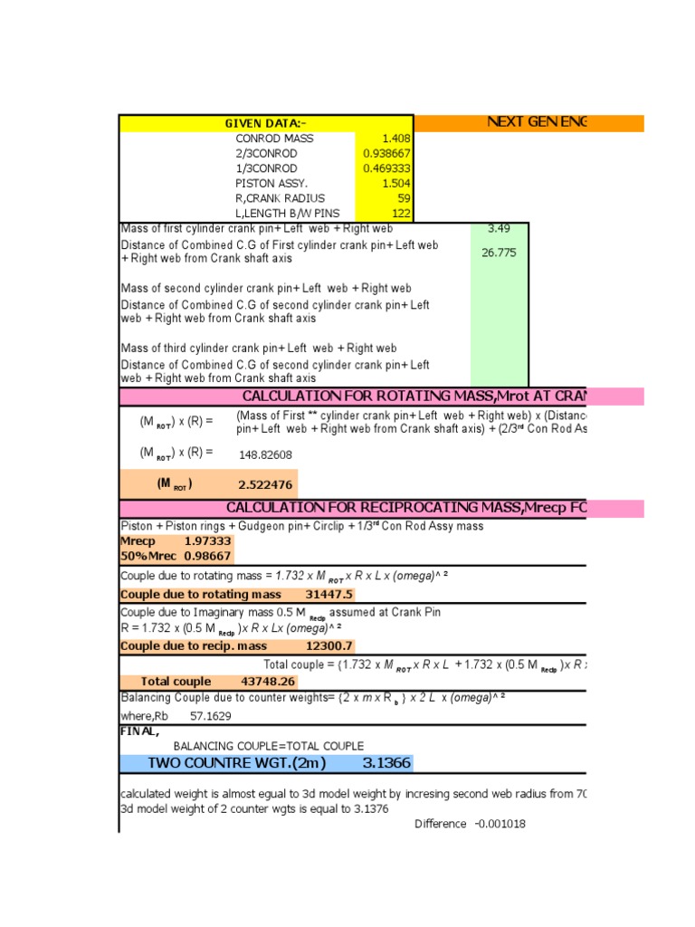 Crankshaft Balancing Calculations Guide | PDF | Rotating Machines ...