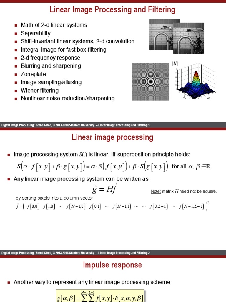 8 Linearprocessingfiltering 1 Pdf Filter Signal Processing Convolution