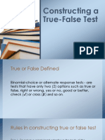 True or False and Matching Type Report