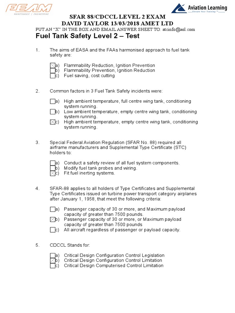 Fuel Tank Safety Level 2 Test Checkbox STUDENT PDF