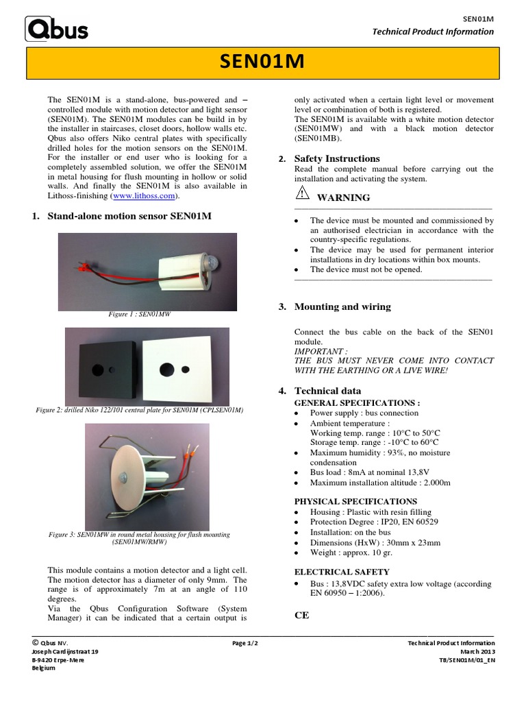 TECHNICAL INFO SEN01M (c8138) PDF | PDF | Electrical Wiring | Electronics
