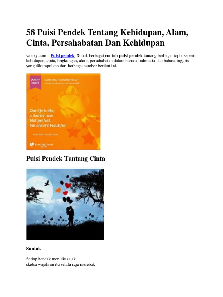 58 Puisi Pendek Tentang Kehidupan Pdf