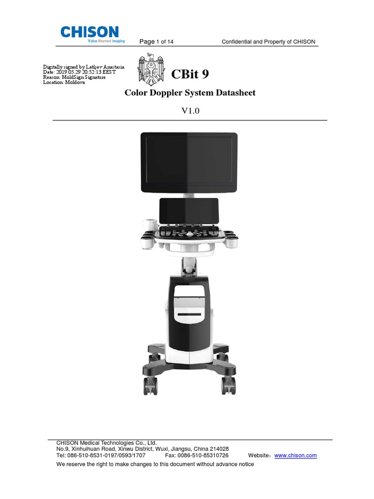 Chison CBit 9 Color Doppler Datasheet | PDF | Fax | Electronics