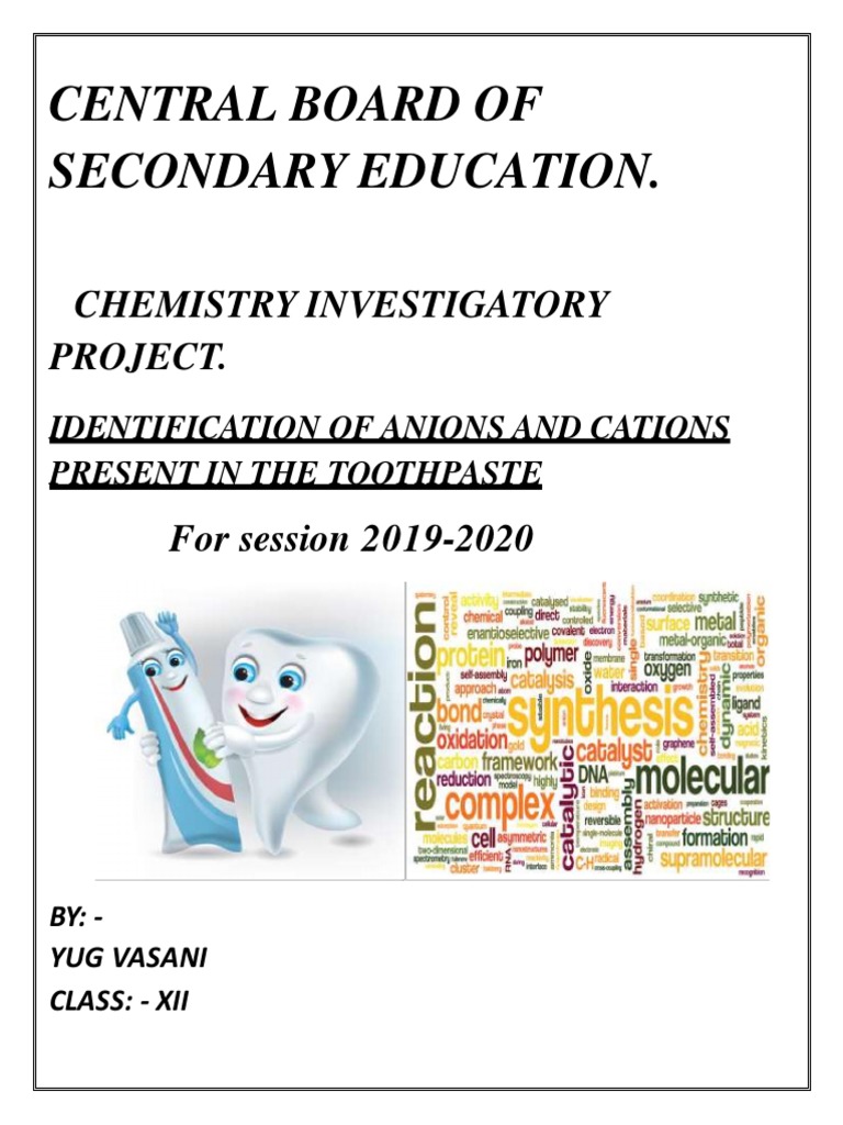 Toothpaste Analysis PDF Chemical Elements Chemical Compounds
