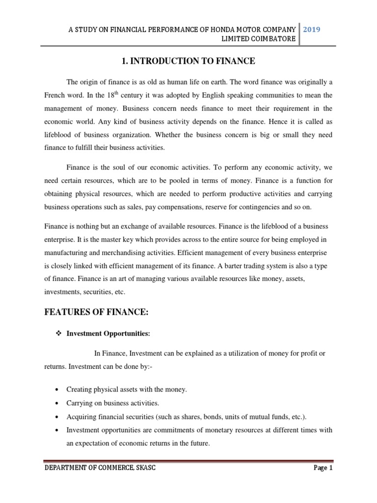Analysis of the Financial Performance of Honda Motor Company Limited in
