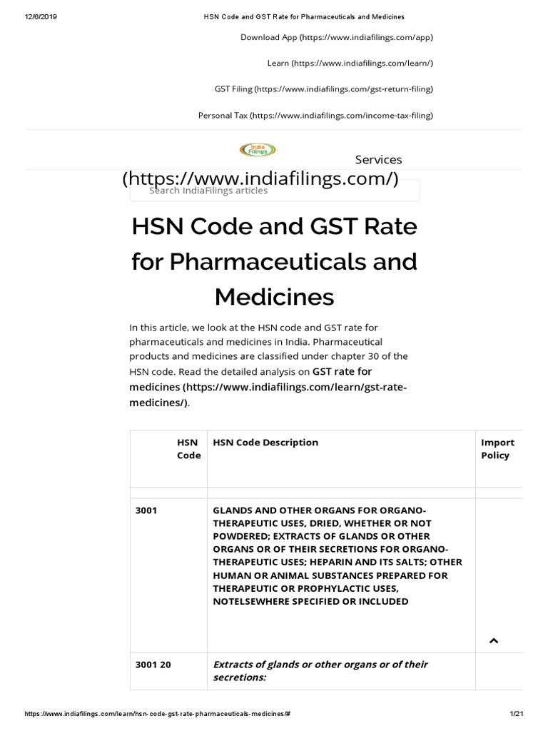 HSN Code and GST Rate for Pharmaceuticals and Medicines.pdf Vaccines Medical