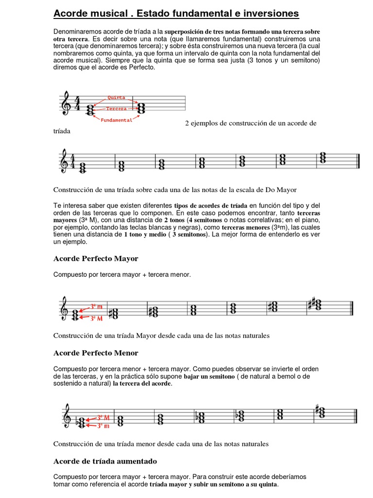 Tipos de acordes de tríada y sus inversiones | PDF | Acorde (Música ...