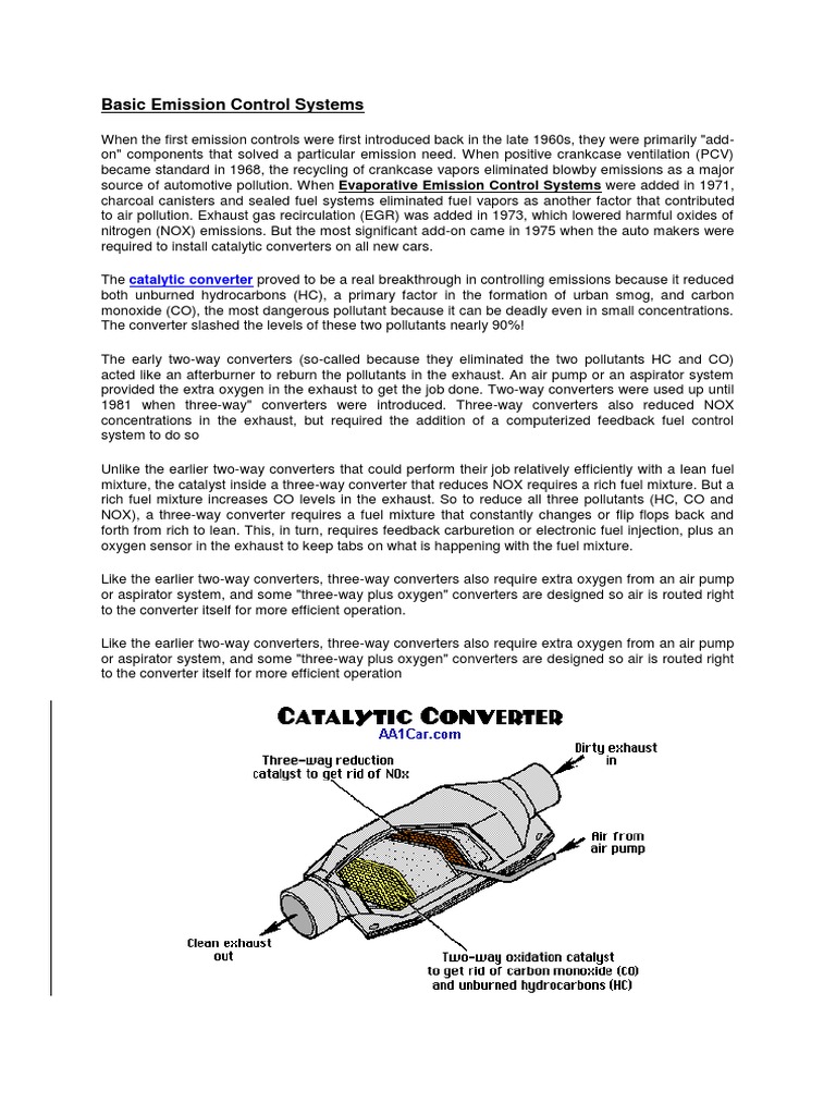 Basic Emission Control Systems Pdf Carburetor Exhaust Gas