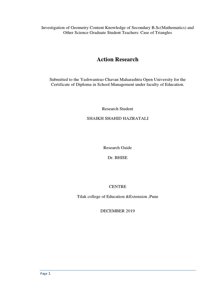 Action Research on Geometry Knowledge | PDF | Teaching Mathematics ...
