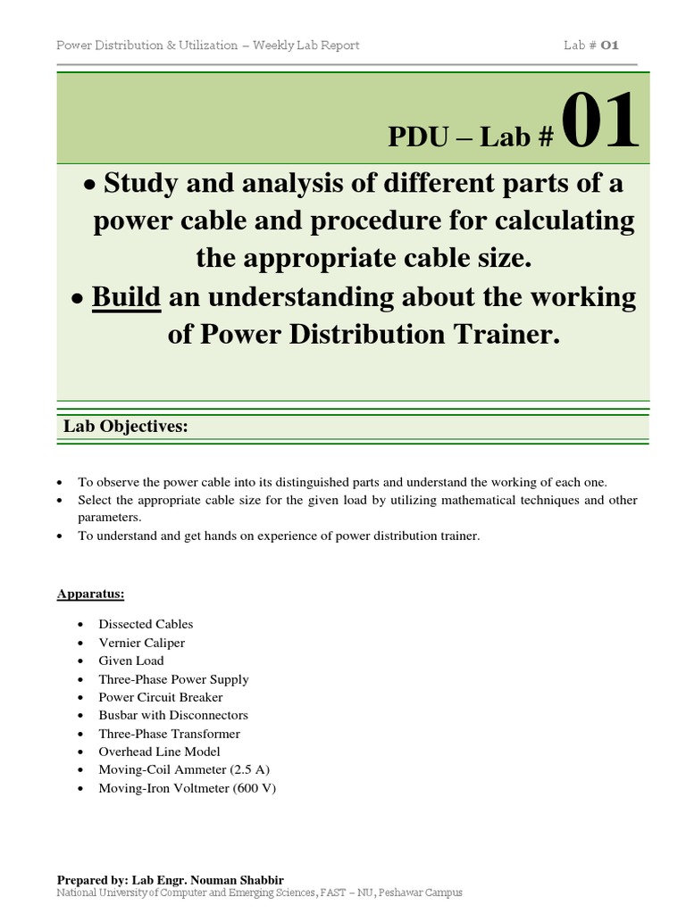 Lab - 01 | PDF | Electrical Conductor | Electric Power Distribution