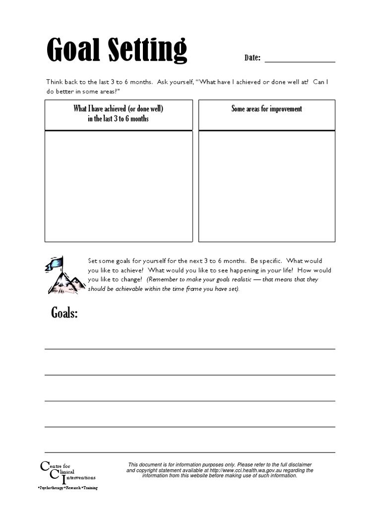 depression worksheet 12 goal setting worksheetpdf