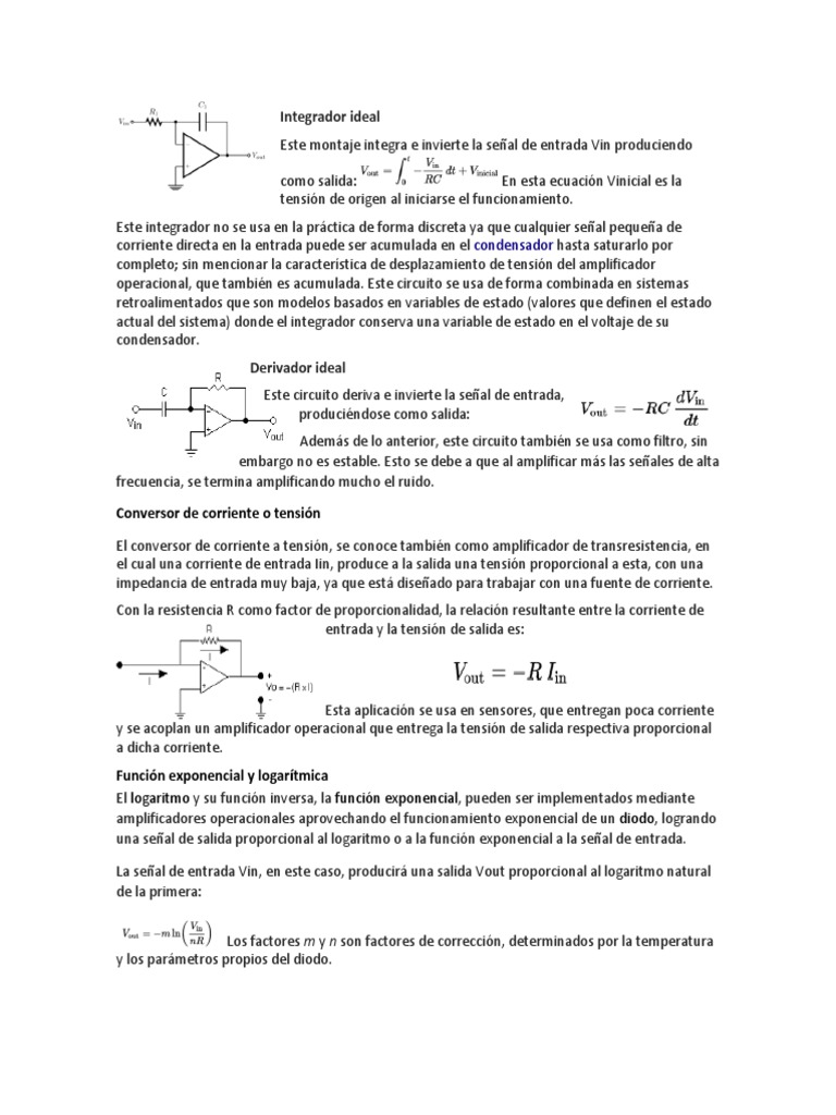 Funcionamiento del Integrador Ideal | PDF | Amplificador operacional ...
