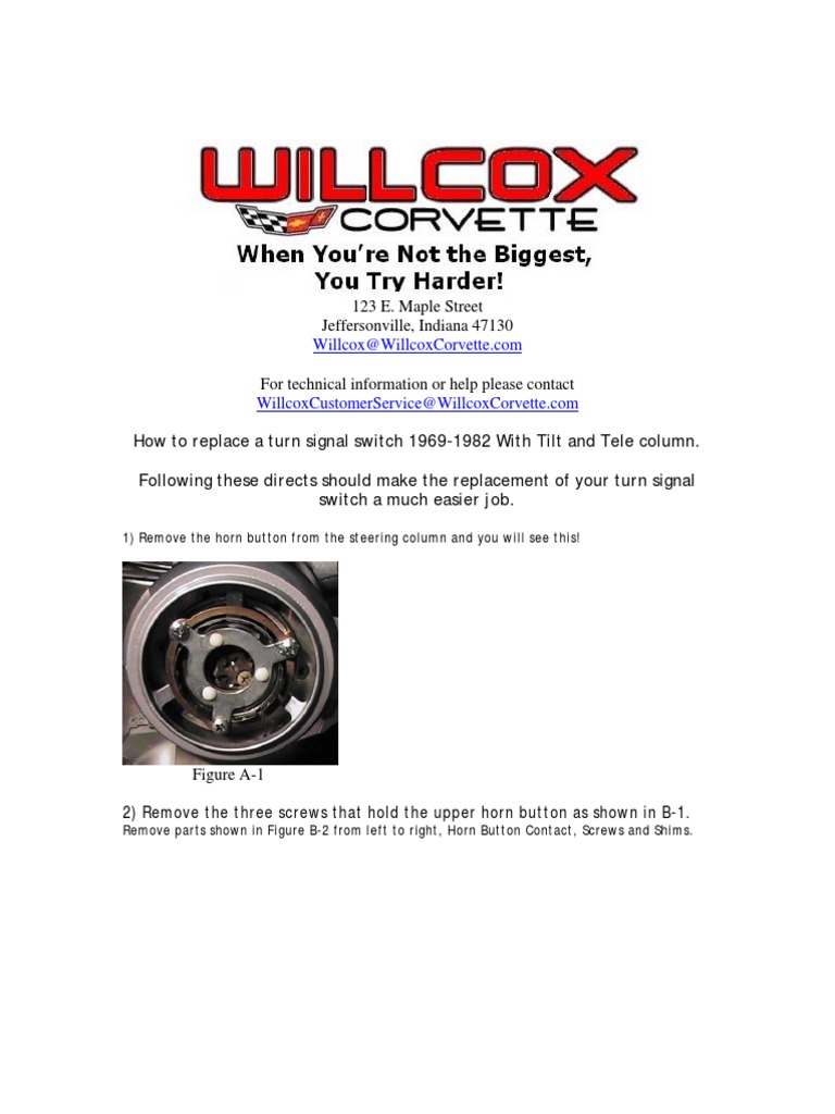 1969 1982 Corvette Turn Signal Switch Installation PDF Equipment