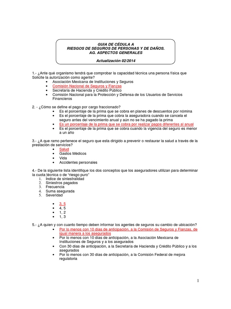 Guía Cédula A Agente de Seguros | PDF | Reaseguro | Póliza de seguros