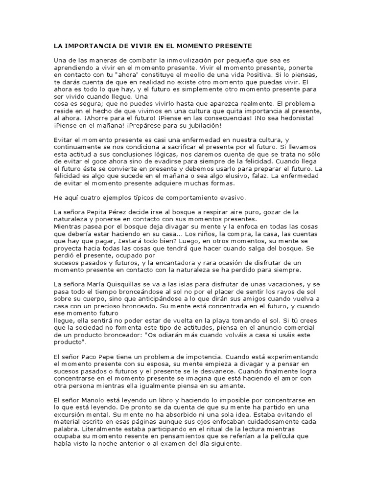 Vive el Momento Presente | PDF | Felicidad | Mente