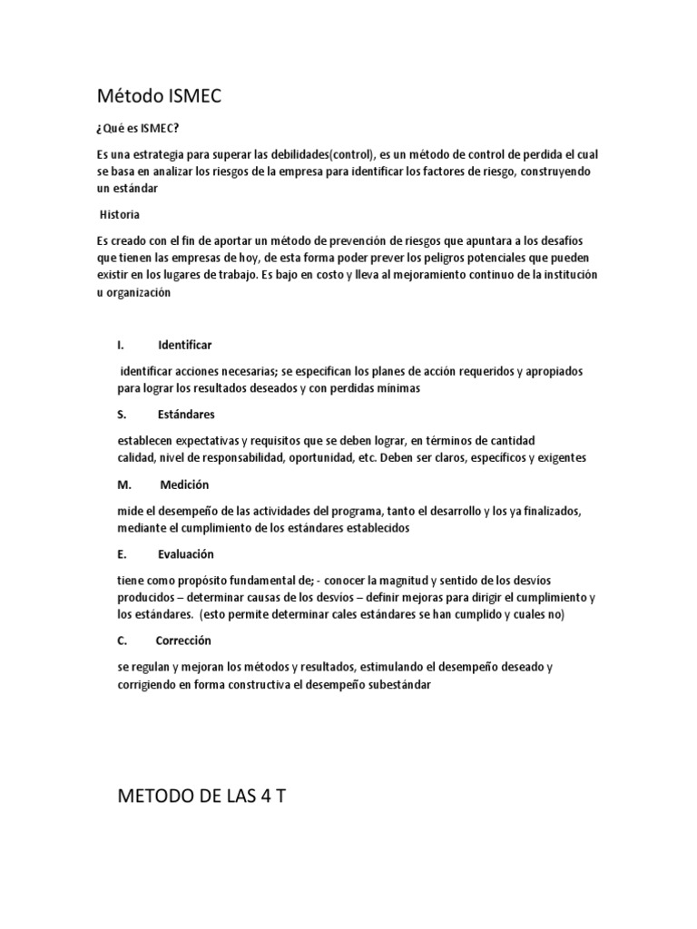 Método ISMEC: Estrategia de Control de Riesgos | PDF | Riesgo | Evaluación
