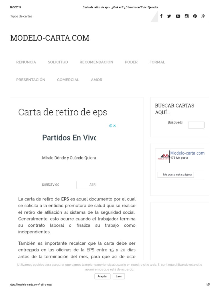 Carta De Retiro De Eps ¿qué Es ¿cómo Hacer Ver Ejemplos Pdf