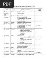 Schedule for Architecture thesis 