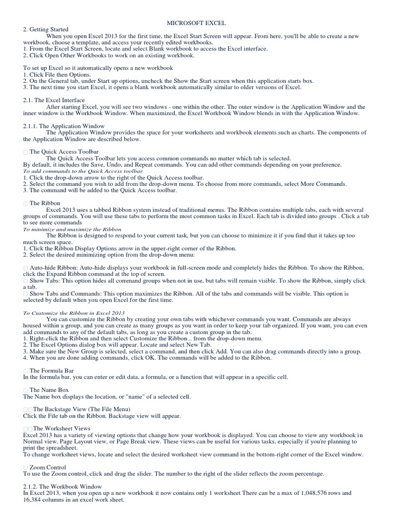 Micros Oft Excel Handout _ Use AI to help you make presentation ...