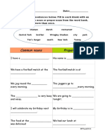 Common Nouns and Proper Nouns Fill in The Blanks Worksheet