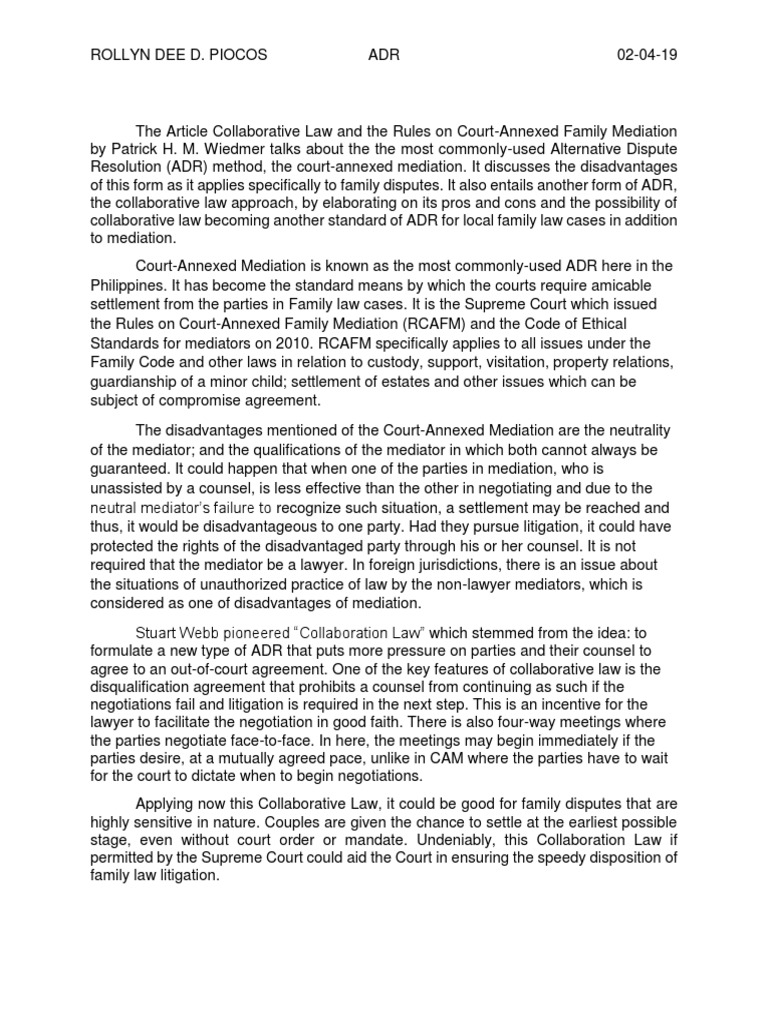 Adr 2 | PDF | Mediation | Alternative Dispute Resolution