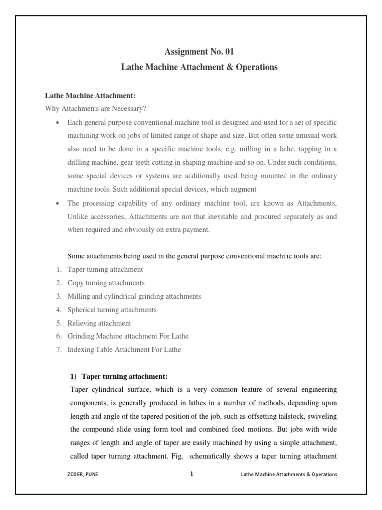 Lathe Machine Attachments Overview | PDF | Machining | Grinding ...