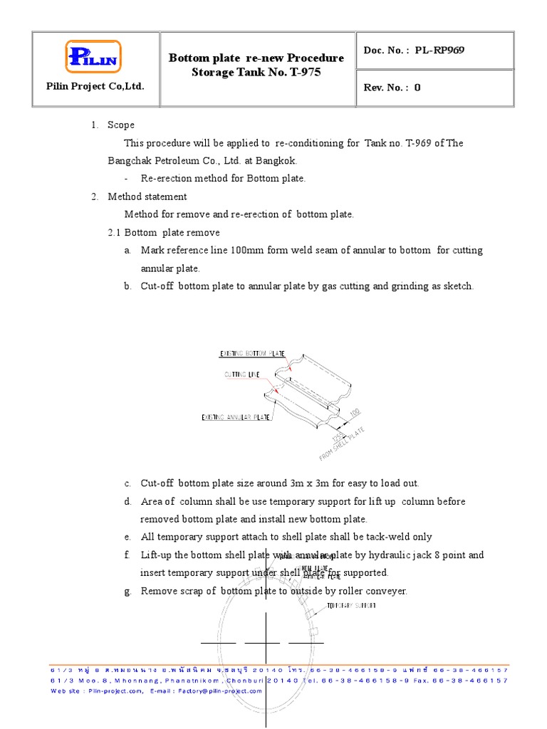 Method Statement Replace Bottom Plate | PDF | Industrial Processes | Nature