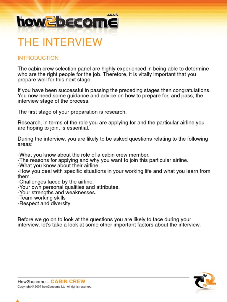 The Interview PDF | PDF | Flight Attendant | Question