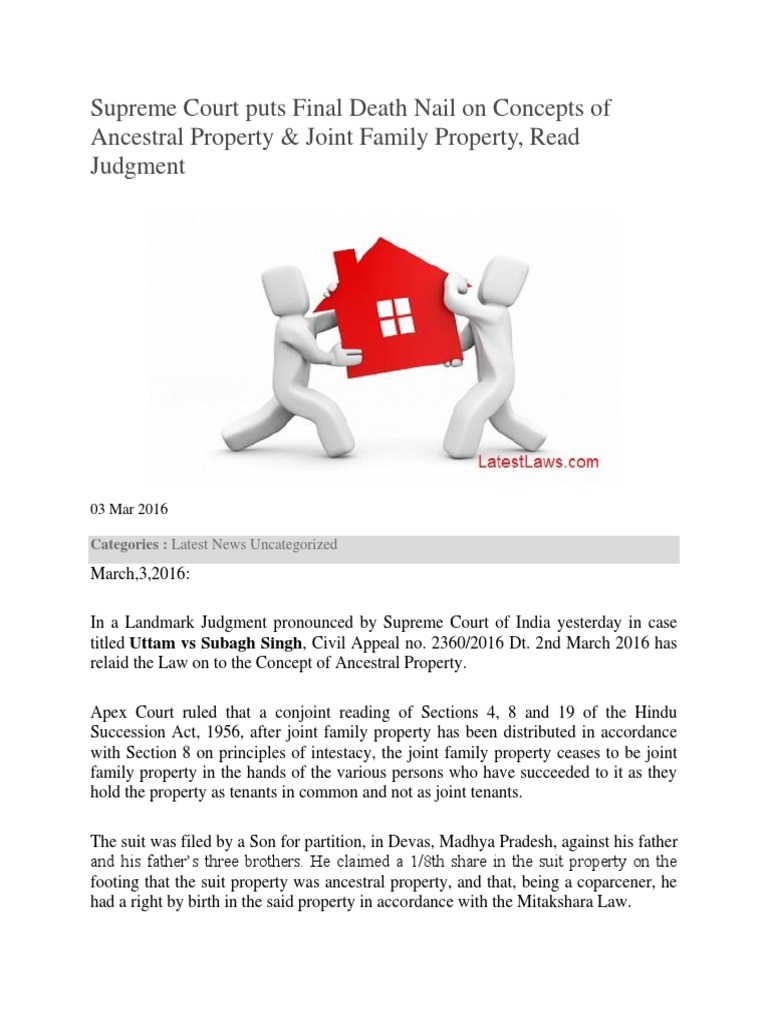 Ancestral Property PDF Intestacy Concurrent Estate