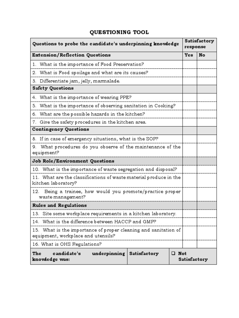 (Sample) QUESTIONING TOOL WITH MODEL ANSWER | PDF | Decomposition ...