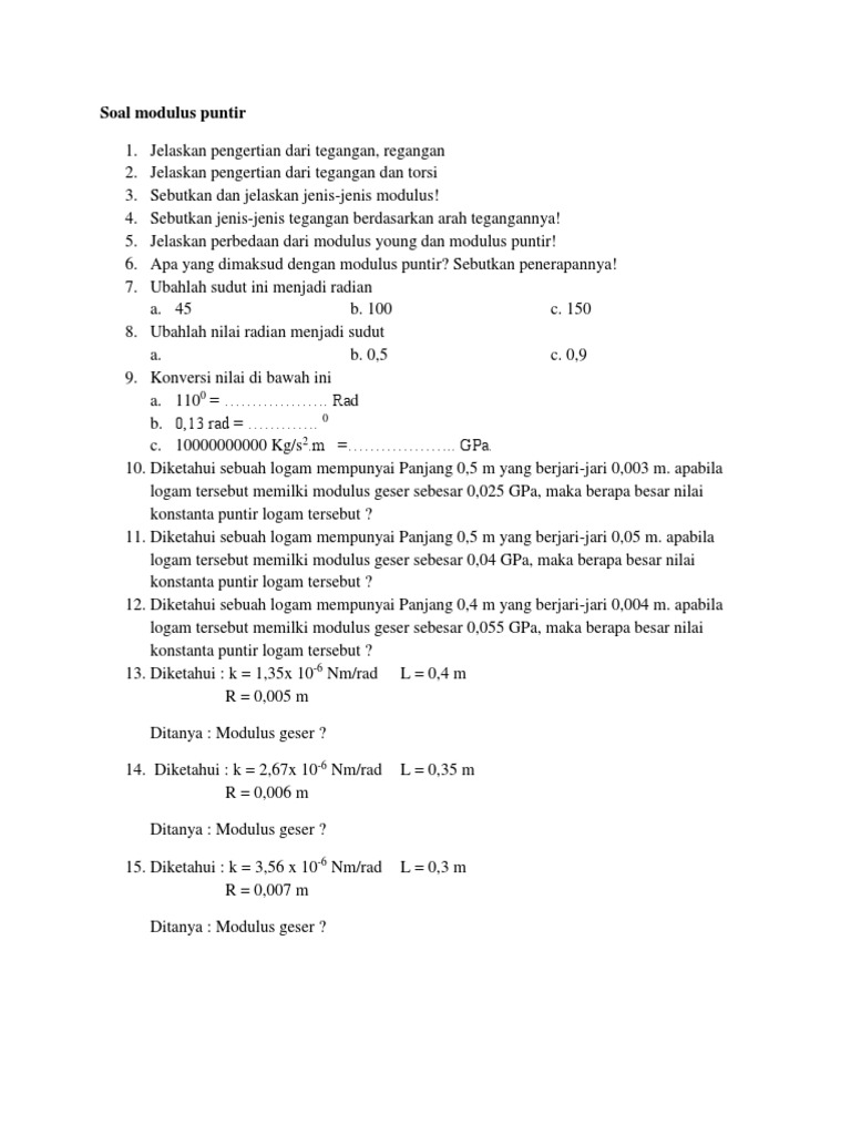 Hukum dan Rumus Modulus Puntir | PDF | Sains & Matematika