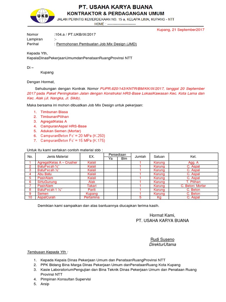 SURAT Pengambilan Material | PDF