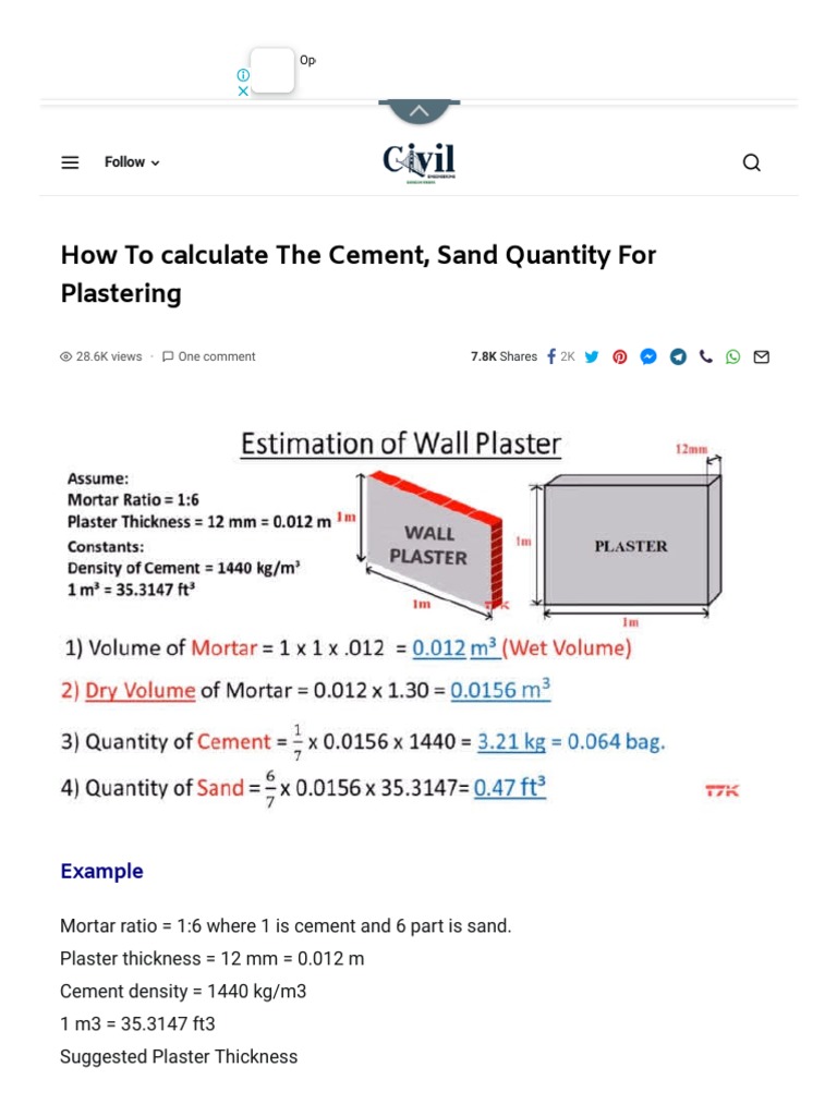 Plaster Quantity Calculation Guide | PDF