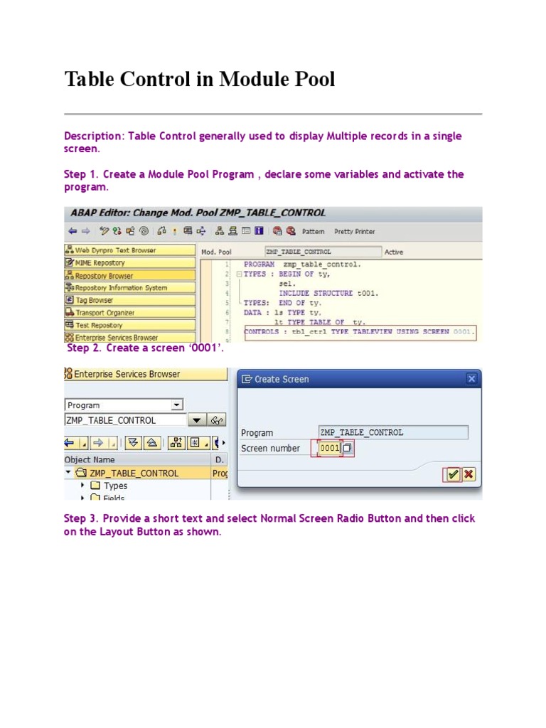 Table Control in Module Pool PDF Button Control Flow