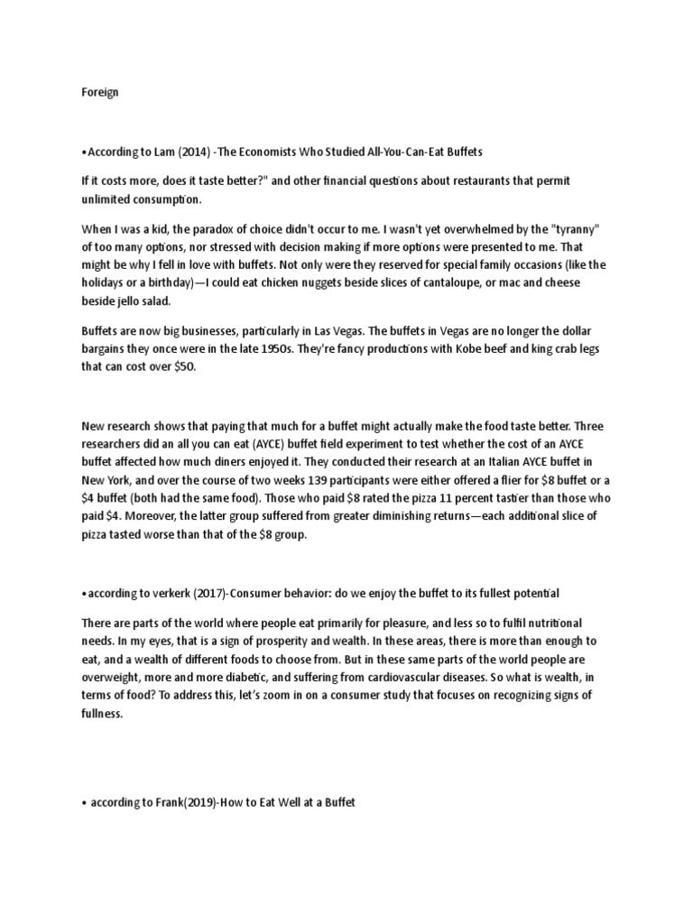 Related Literature PDF Buffet Restaurants