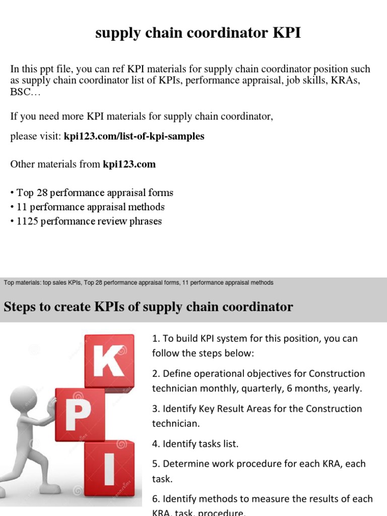 KPIs for Supply Chain Coordinators | PDF | Performance Indicator ...