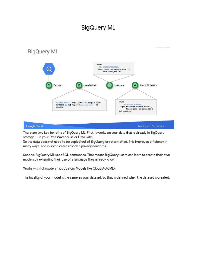 BigQuery ML Documentation | PDF