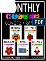 Monthly Binder Covers