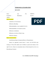 Neurological Examination Form of Michael Sir PDF