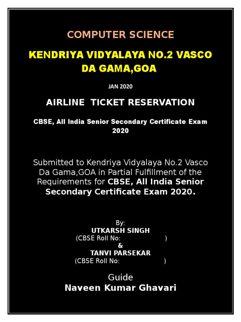 Airline Ticket Reservation System | PDF | Databases | Computing
