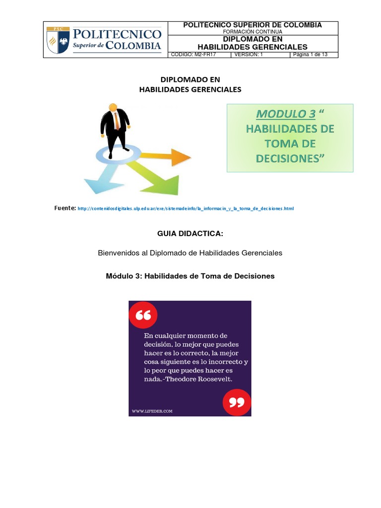 Guia Didactica 3 Toma de Decisiones | PDF | Racionalidad | Toma de ...