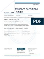 CERTIFICATO - LUCKYPUMP - PUMPS - EUROPE - S P A - ISO9001 PDF