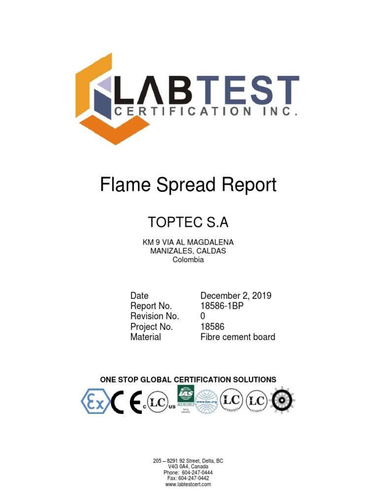 ASTM E84 Flame Spread Report - 18586 - Final With MSDS PDF | PDF ...