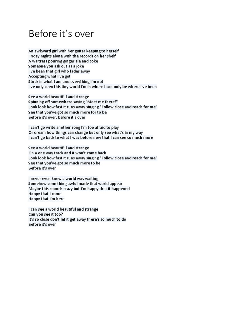 Before It S Over Pdf