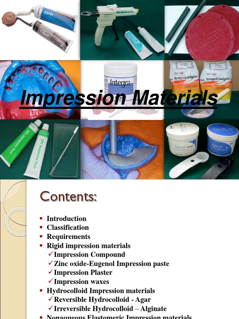 Overview of Dental Impression Materials | PDF | Physical Chemistry ...