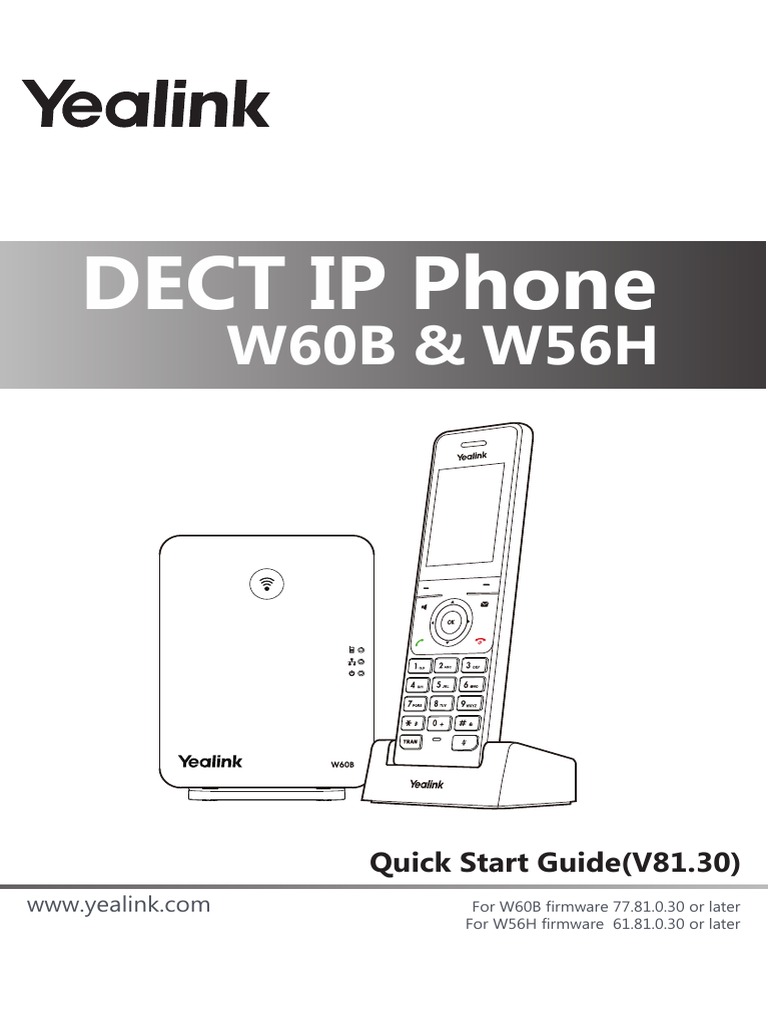 Yealink W60B W56H Quick Start Guide V81 30 PDF PDF Ip Address