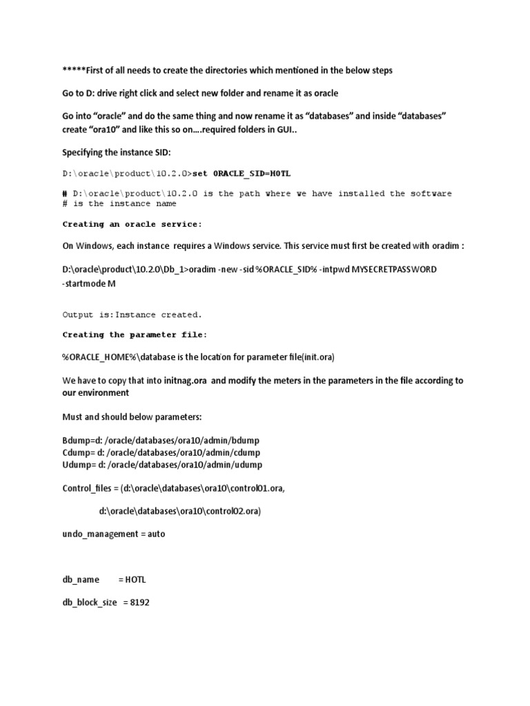 Create Oracle Database on Windows | PDF | Computer File | Oracle Database