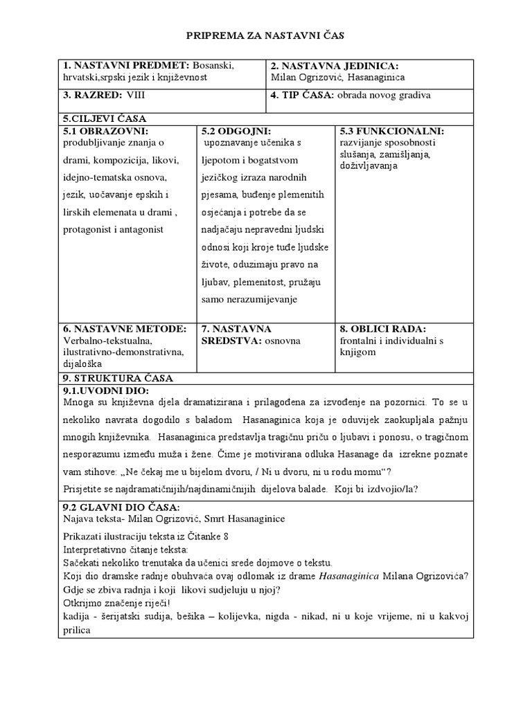 Milan Ogrizović, Hasanaginica PDF