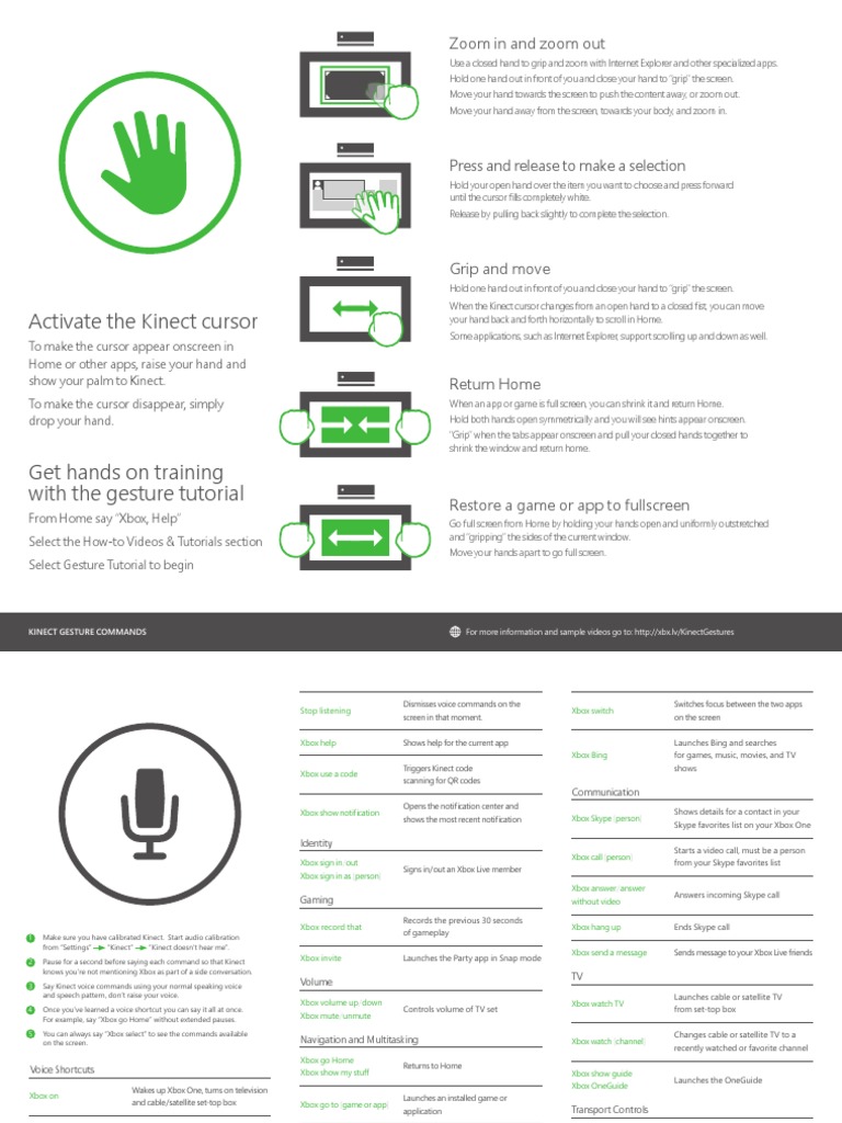 Xbox One Kinect Voice Gesture PDF | PDF | Xbox | Computing